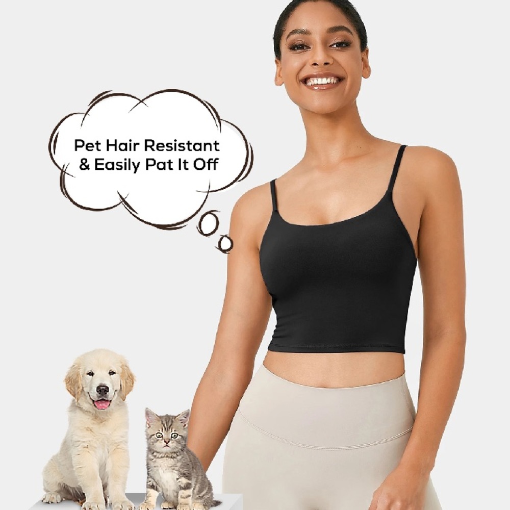 Pet Hair Resistant Workout Cropped Cami/ Longline Sports Bea